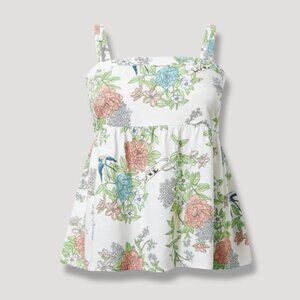 Torrid Babydoll Halter Tank Top Square Neck Challis Floral Print Multicolor- 2X